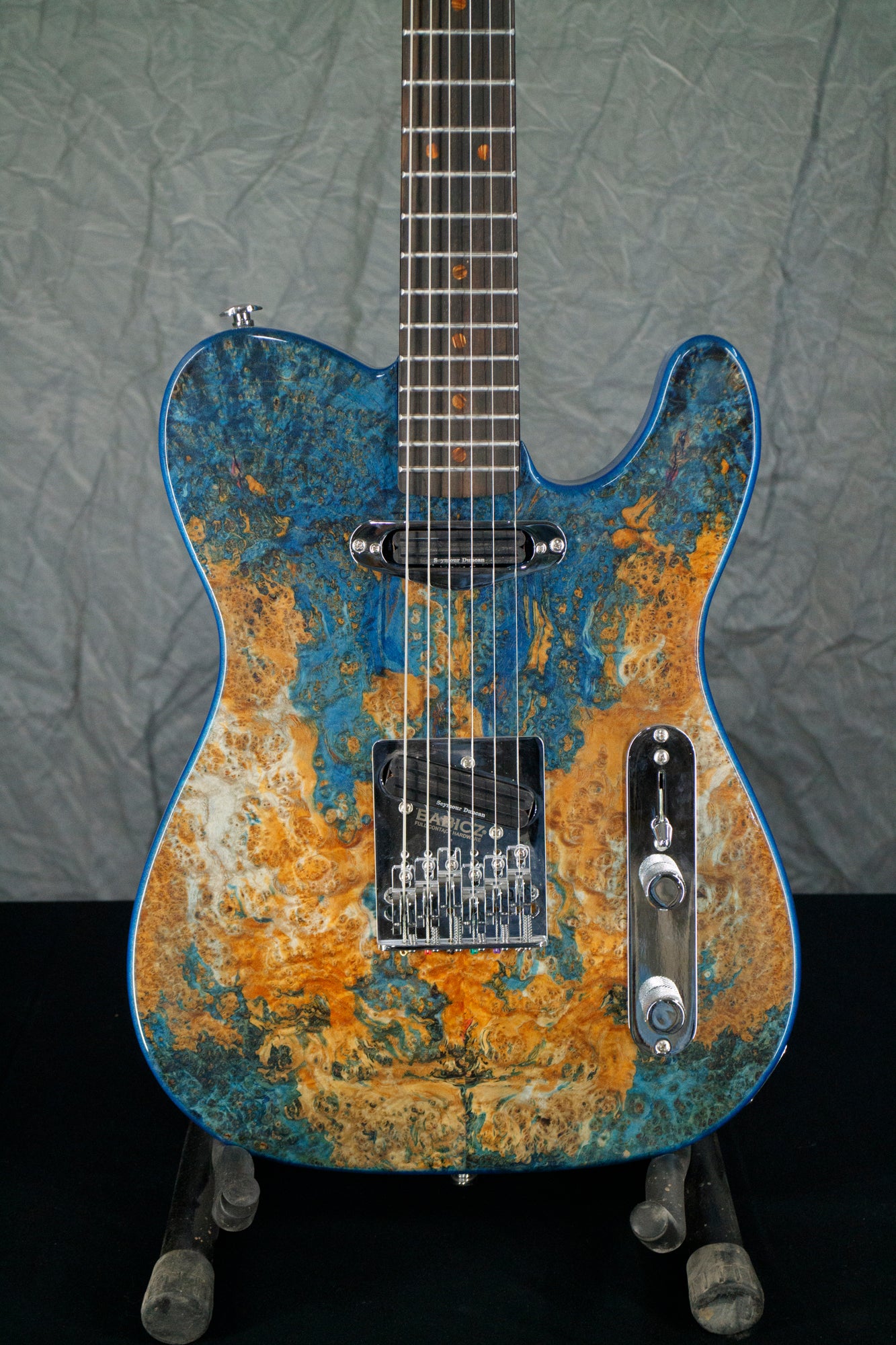 triple stabilized black ash burl tele style