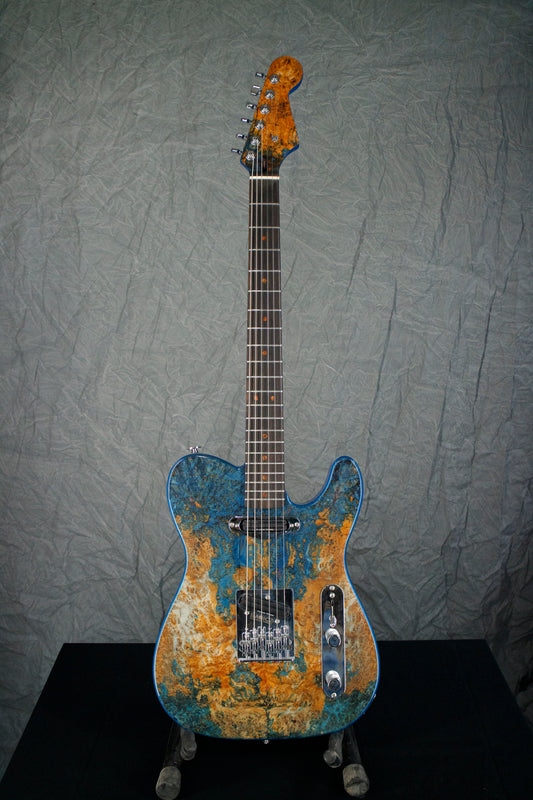 triple stabilized black ash burl tele style